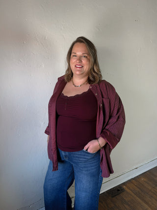 Vintage Stripe Button Down Shirt | Wine