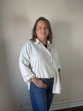 Vintage Stripe Button Down Shirt | Cream