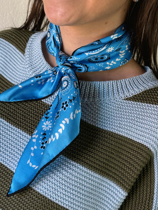 Heritage Paisley Mulberry Silk Scarf | Ocean Blue