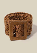 Load image into Gallery viewer, Wooden Square Buckle Braided Belt
