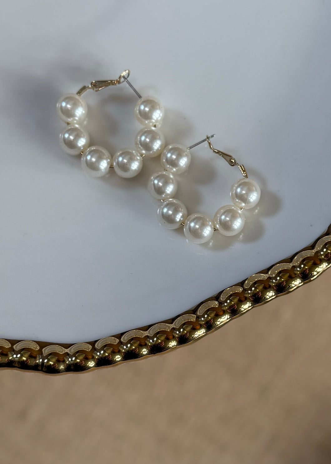 Large Pearl Hoop Earring