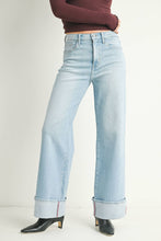 Load image into Gallery viewer, Just Black Denim Light Wash Cuffed Palazzo
