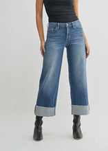 Load image into Gallery viewer, Just Black Denim Scissor Cut Cuffed Wide Leg Jean
