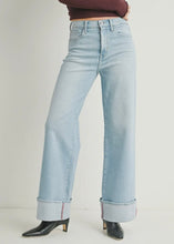 Load image into Gallery viewer, Just Black Denim Light Wash Cuffed Palazzo
