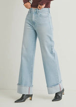 Load image into Gallery viewer, Just Black Denim Light Wash Cuffed Palazzo
