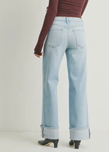 Load image into Gallery viewer, Just Black Denim Light Wash Cuffed Palazzo
