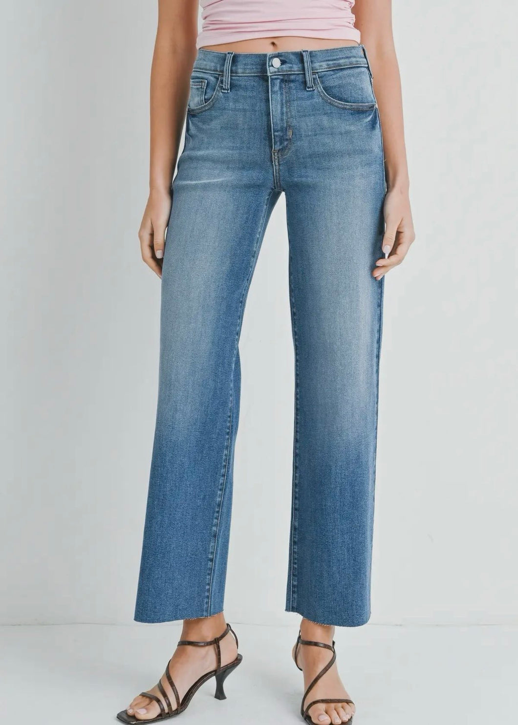 Just Black Medium Wash Slim Palazzo Jean
