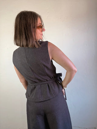 Chocolate Side Tie Wrap Vest