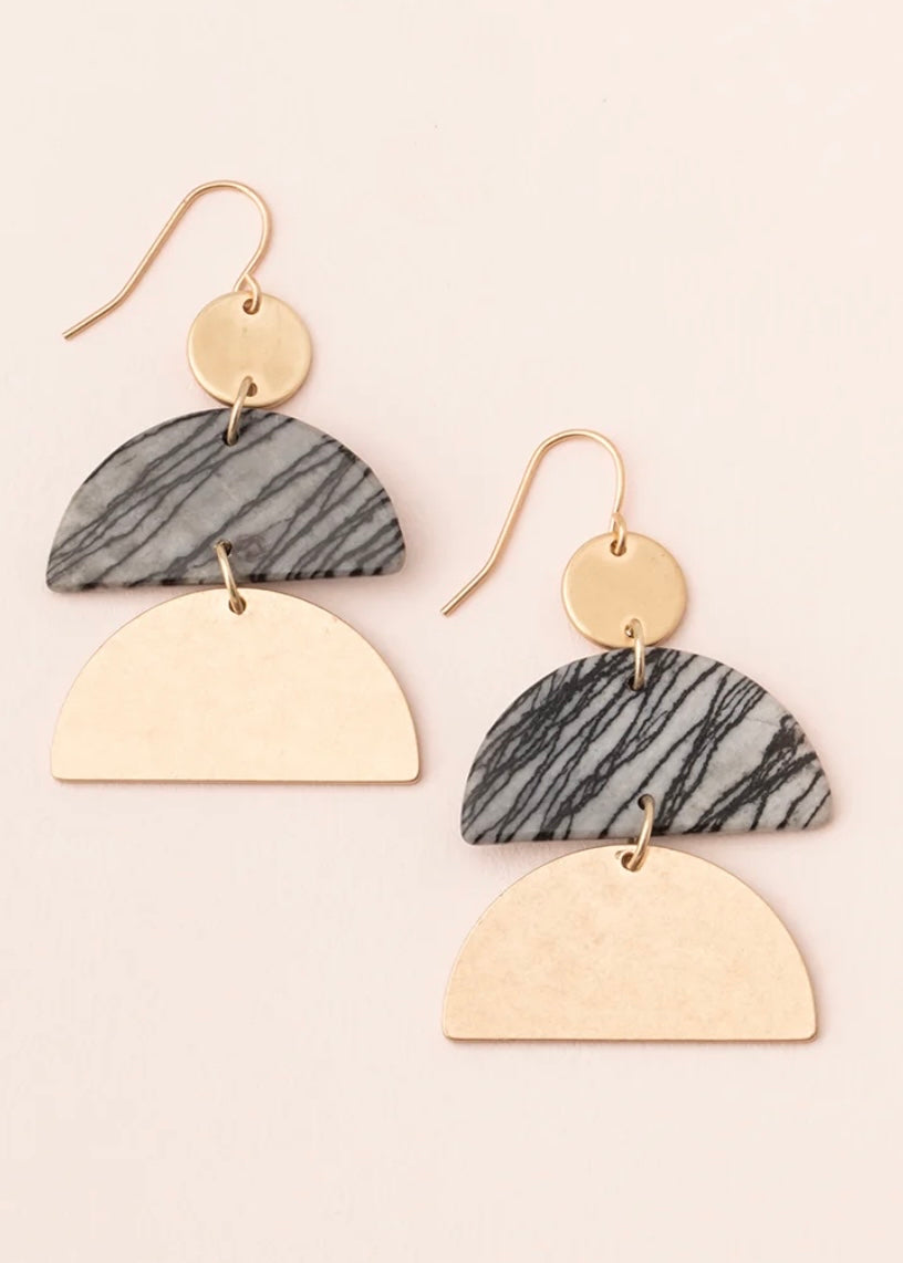 Stone Half Moon Earring