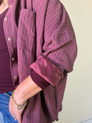 Vintage Stripe Button Down Shirt | Wine