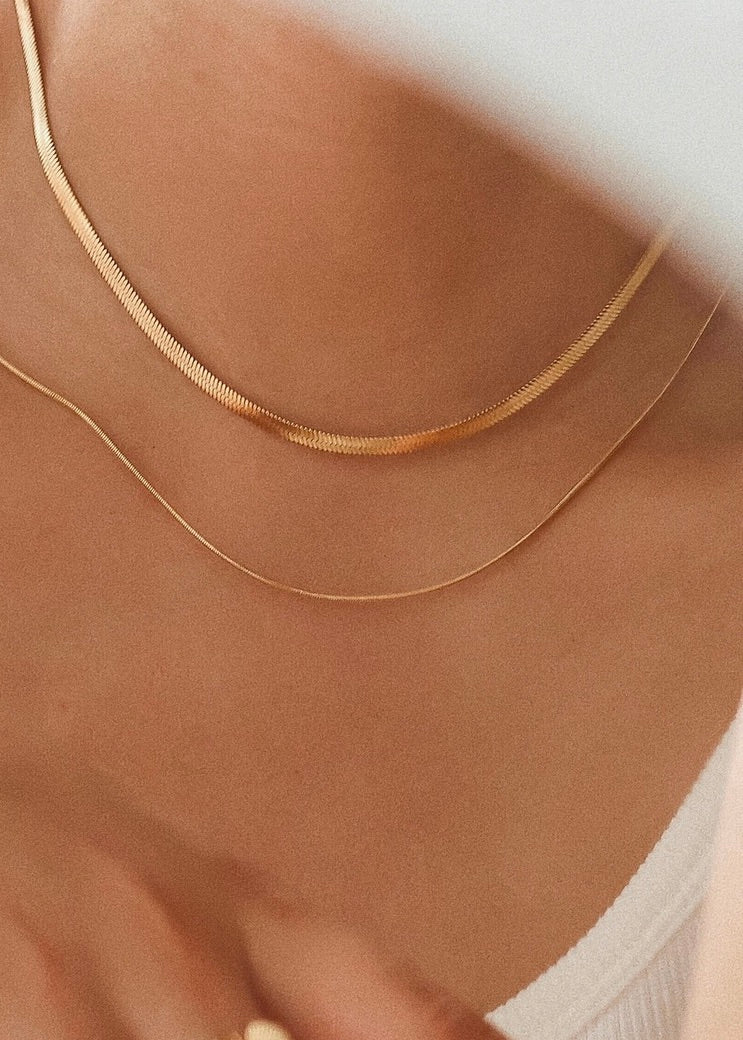 18K Layered Snake Chain Necklace | Jean