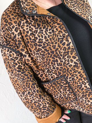 Extended Size Wild Side Leopard Quilted Jacket