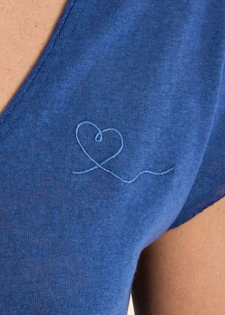 Heart Detail V Neck Tee