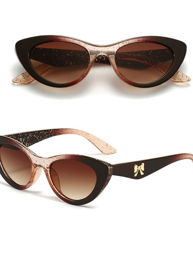 Brown Glitter Bow Sunglasses
