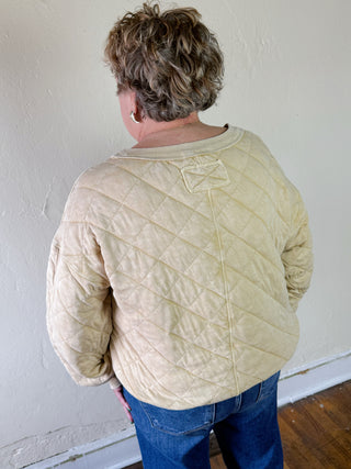 Quilted Off Shoulder Pullover | Dandelion