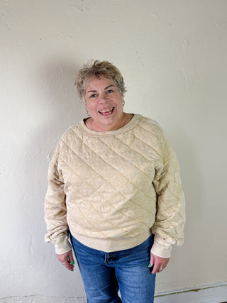 Quilted Off Shoulder Pullover | Dandelion
