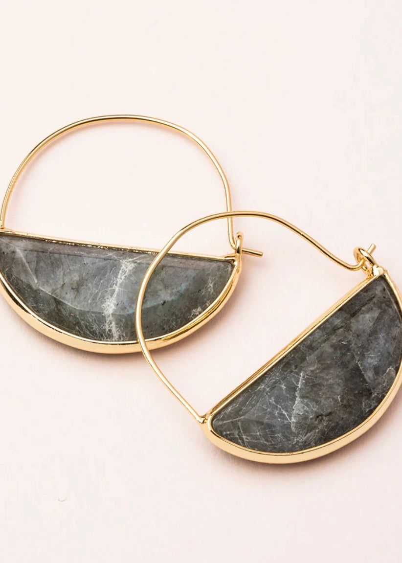 Stone Prism Hoop Earring