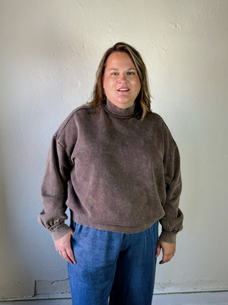 Everyday Mock Neck Pullover | Dark Brown