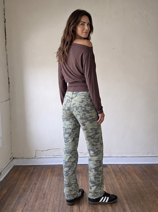 Avery Draped Waist Top | Brown