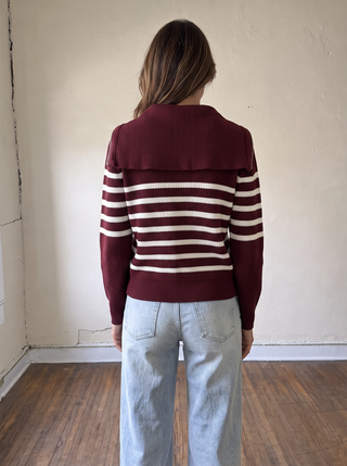 First Mate Quarter Zip | Burgundy/Cream
