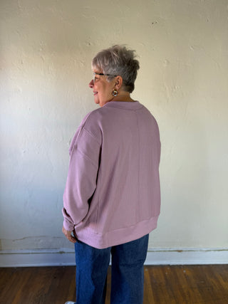 Oversized Waffle Knit Top | Dusty Pink