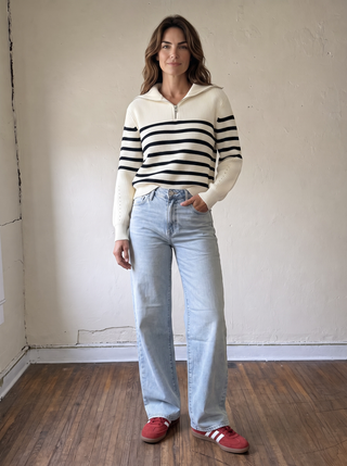 First Mate Quarter Zip | Cream/Black