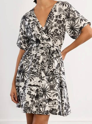 Tropical Print Wrap Dress