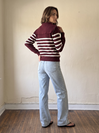 First Mate Quarter Zip | Burgundy/Cream