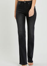Load image into Gallery viewer, Extended Risen Black Mid Rise Straight Leg Jeans
