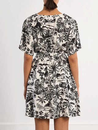 Tropical Print Wrap Dress