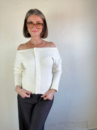 Soft Focus Off Shoulder Cardigan