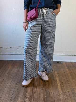 Buttermelon Heritage Gingham Lounge Pants, comfortable relaxed-fit pant with classic gingham pattern and elastic waistband.