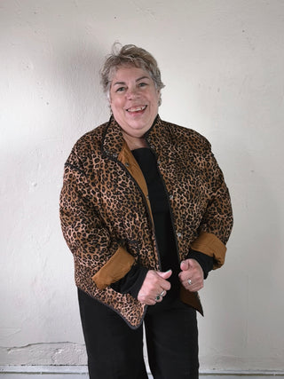 Extended Size Wild Side Leopard Quilted Jacket