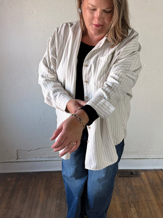 Vintage Stripe Button Down Shirt | Cream