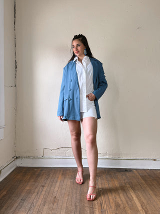 Double Breasted Oversized Woven Blazer