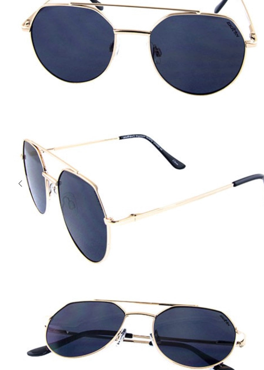 Gold Ollie Sunglasses w/ Gray Lens