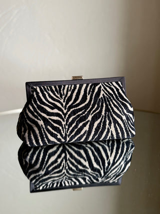 Zebra Jacquard Frame Clutch