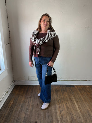 Extended Size Everyday Ease Boat Neck Knit Top | Brown