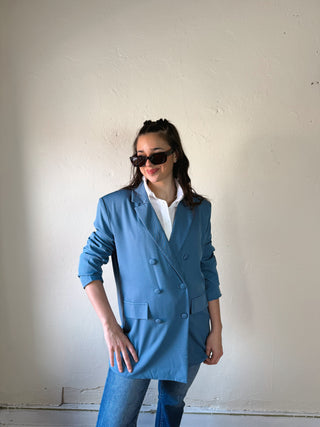 Double Breasted Oversized Woven Blazer