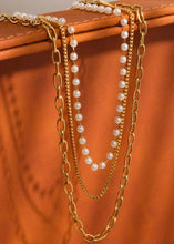 Load image into Gallery viewer, 18K Stacked Pearl Chain Necklace | Cadeaux
