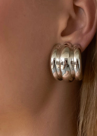 18K Layered Spiral Colton Earrings | Silver
