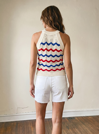 Firecracker Waves Crochet Sweater Tank