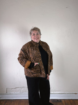 Extended Size Wild Side Leopard Quilted Jacket