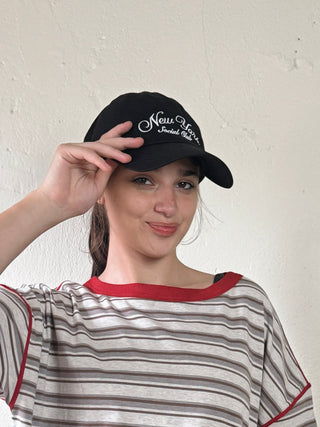 Black New York Social Club Text Embroidery Baseball Cap