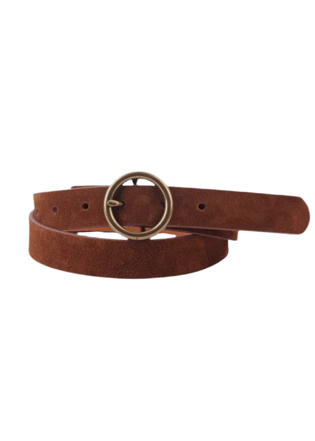 Caramel Suede Circle Buckle Belt