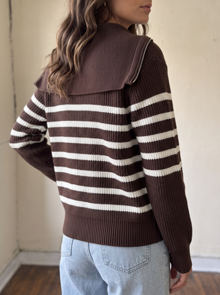 First Mate Quarter Zip | Brown/Cream