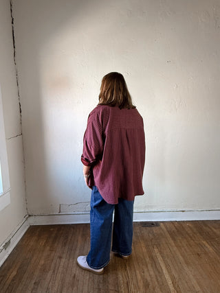 Vintage Stripe Button Down Shirt | Wine