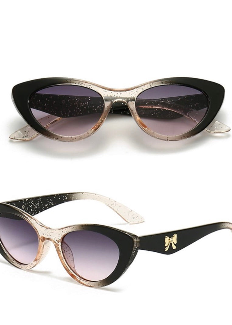 Black Glitter Bow Sunglasses