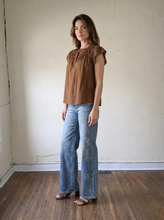 Load image into Gallery viewer, Ruffled Henley Blouse | Brown
