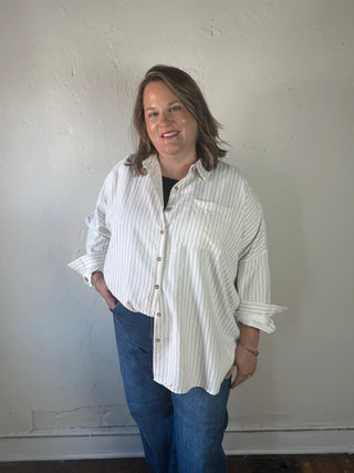 Vintage Stripe Button Down Shirt | Cream